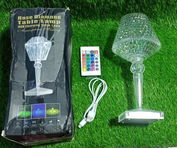 Rose Diamond Table Touch Lamp Crystal USB Chargeable